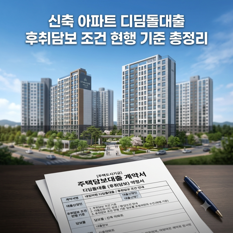 신축 아파트 디딤돌대출 후취담보 조건 현행기준 총정리