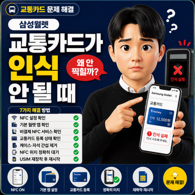 삼성월렛 교통카드 인식 안 될 때 해결 방법 7가지