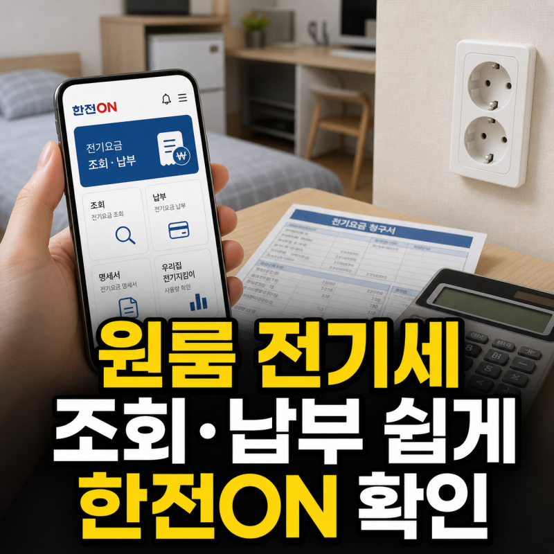 원룸 전기세 조회와 납부방법 한전ON으로 쉽게 확인하기