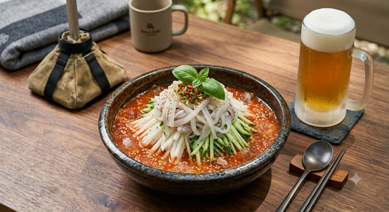 제철 생물 한치물회 손질법과 차가운 에일 맥주 페어링