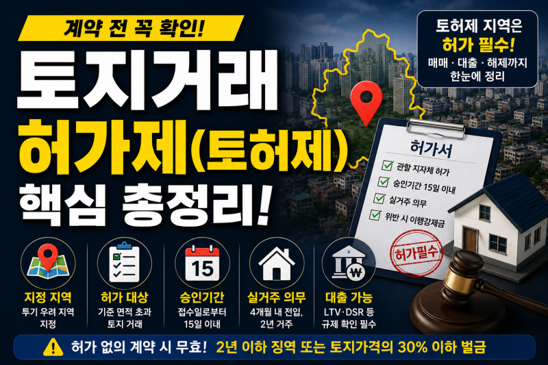 토지거래허가제도(토허제), 지역·구역 지정부터 뜻·승인·승인기간·대출·해제까지 총정리
