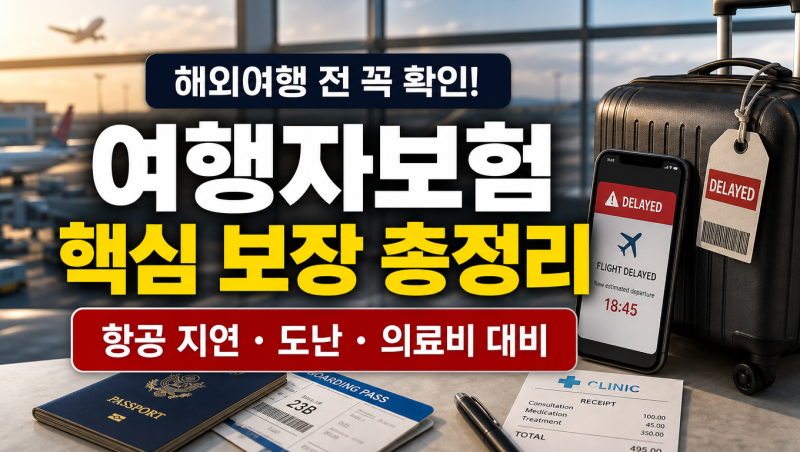 [2026 최신] 해외여행자보험 보장 항목 비교 & 가입 꿀팁 (항공 지연·휴대품 도난·의료비)