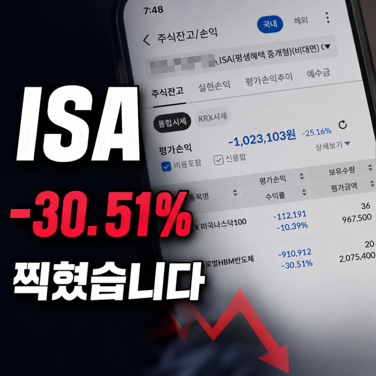 급락장에 주식을 끊었습니다… 몇 주 후 <b>ISA</b> 계좌 열고 멘붕... 