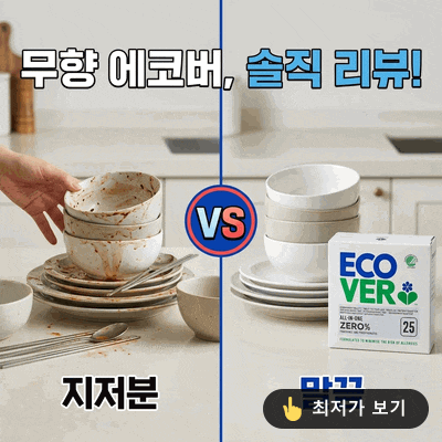 에코버 제로 올인원 식기세척기세제 무향 내돈내산 실사용 후기