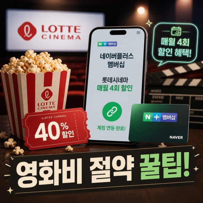 영화비 절약 꿀팁! 네이버 멤버십 롯데시네마 매월 4회 할인 연동 및 사용법