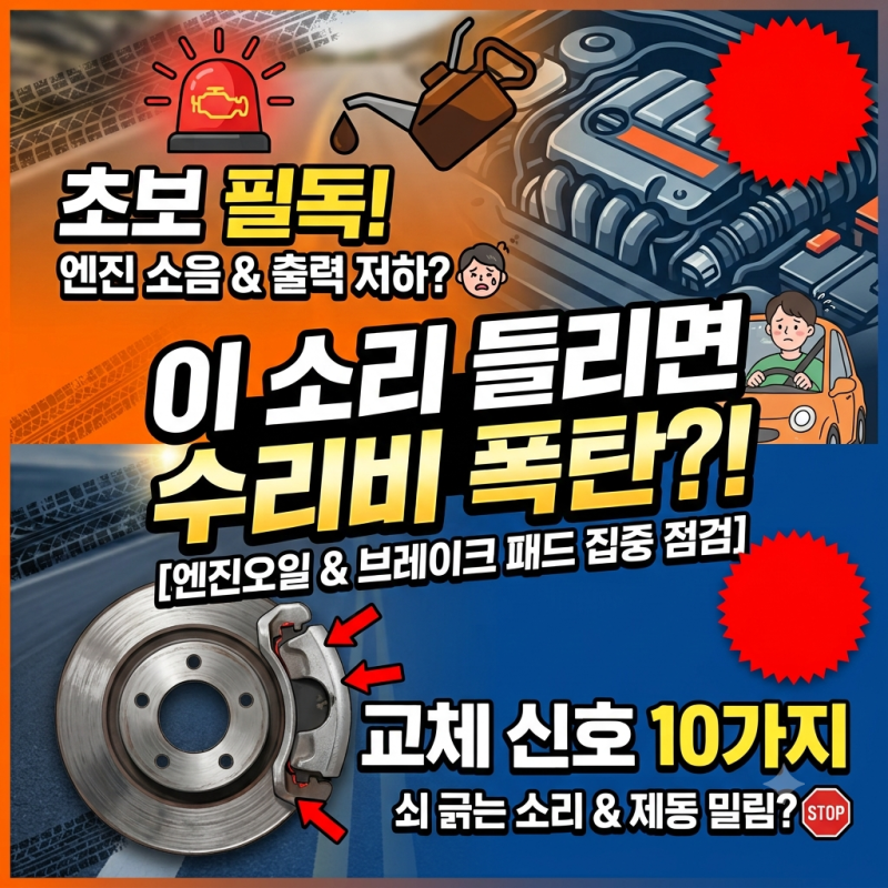 차에서 ‘쇠 긁는 소리’ 난다면? 초보 운전자 수리비 폭탄 피하는 소모품 교체 신호 10가지
