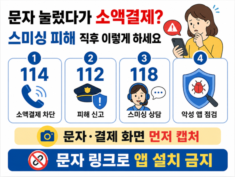 스미싱 소액결제 피해 직후…118 신고부터 통신사 차단까지