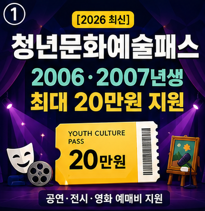 [2026 최신] 청년문화예술패스 신청방법｜2006·2007년생 최대 20만원 지원
