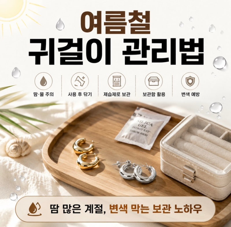 여름철 귀걸이 관리법 땀 많은 계절 변색 막는 보관 노하우