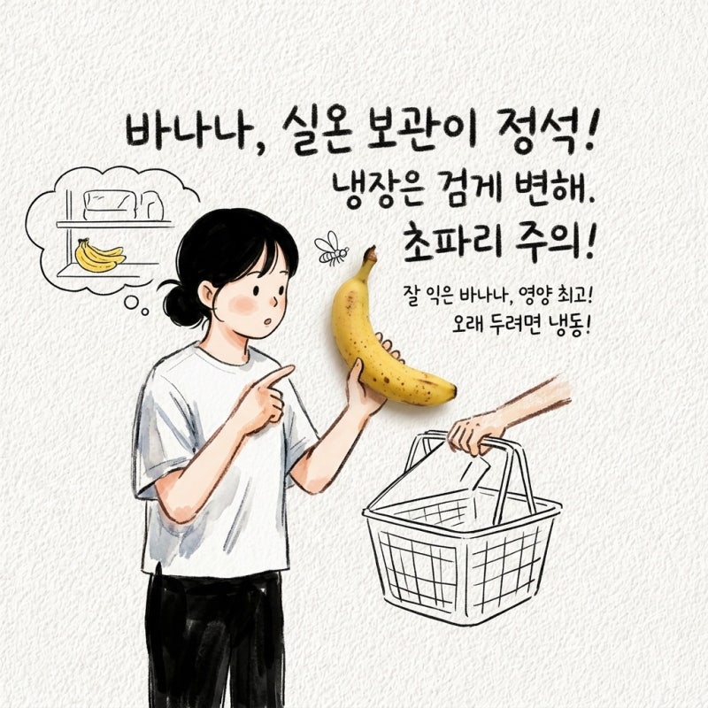 바나나는 냉장에 넣으면 껍질부터 검어지는데 보관법 실온 후숙 초파리 검은반점 냉동 영양....