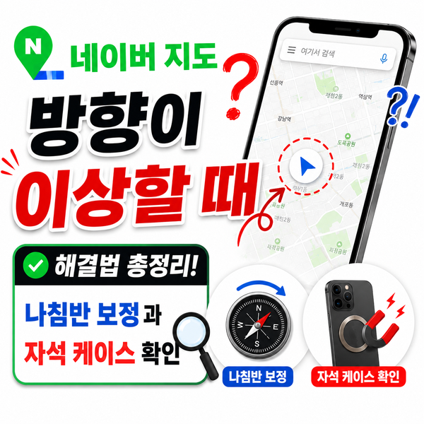 네이버 지도 방향이 이상할 때 해결법, 나침반 보정과 자석 케이스 확인