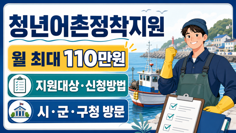 청년어촌정착지원 월 최대 110만원, 대상과 신청방법