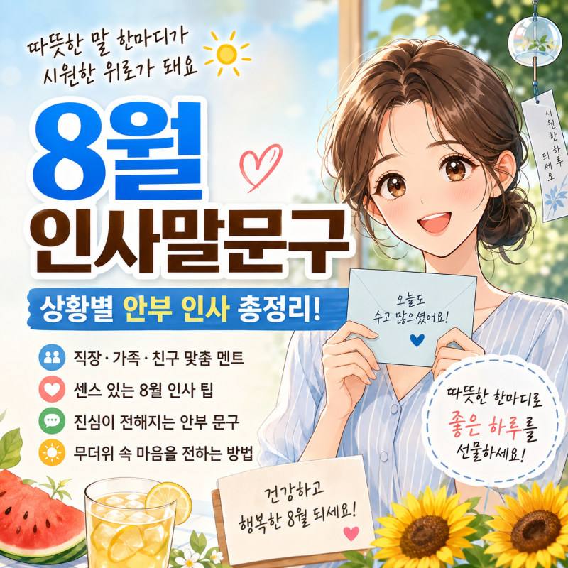 8월인사말 무더위 안부인사 문구 센스 멘트 어떻게 보낼까요?