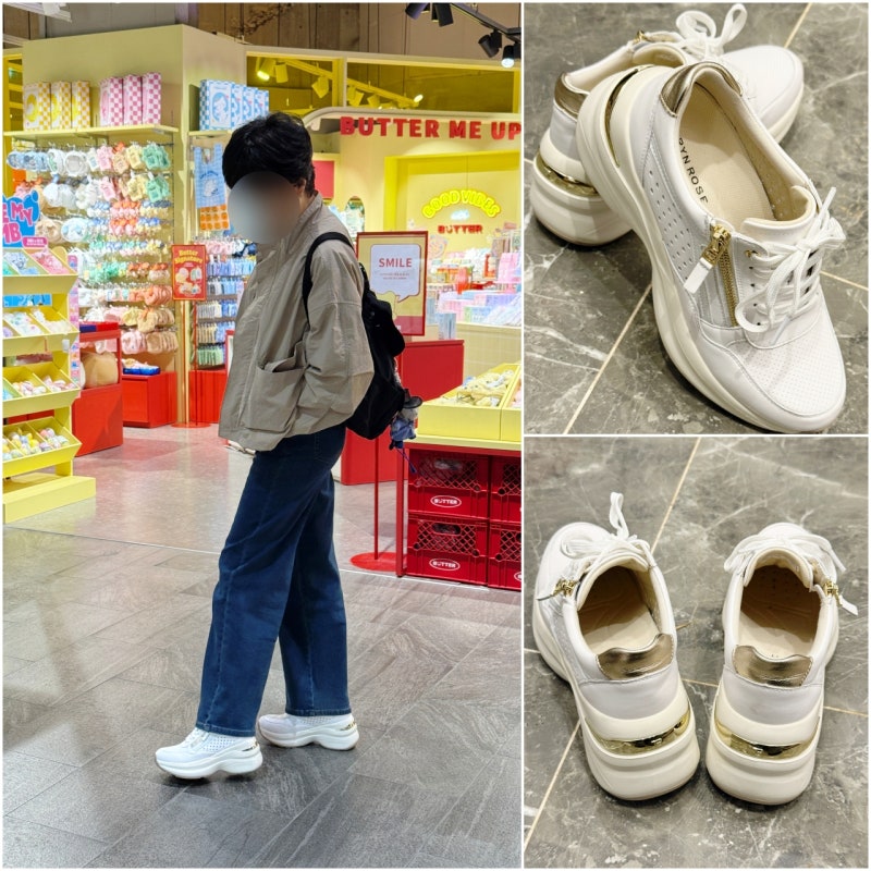 50대 여성 타린로즈 운동화 8cm 여성 키높이 에어리 모션셀 스니커즈 화이트
