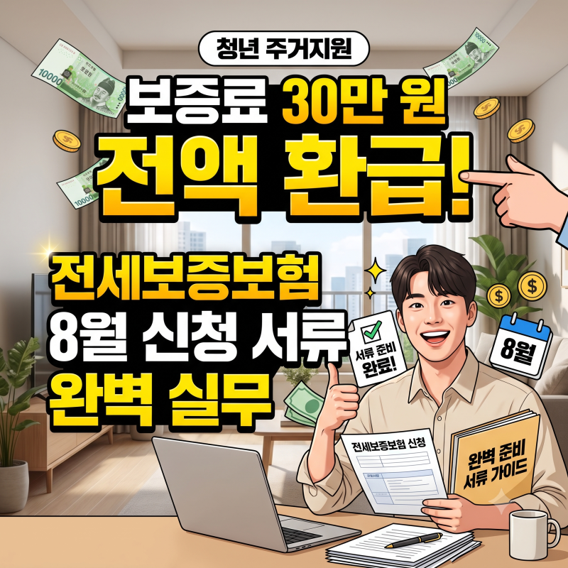 [청년 주거지원] "보증료 30만 원 전액 환급!" 전세보증보험 8월 신청 서류 완벽 실무