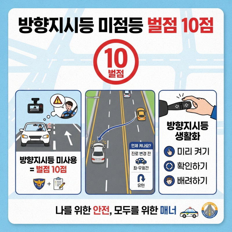 깜빡이 안 켜면 벌점 받을까? 방향지시등 위반 기준 총정리