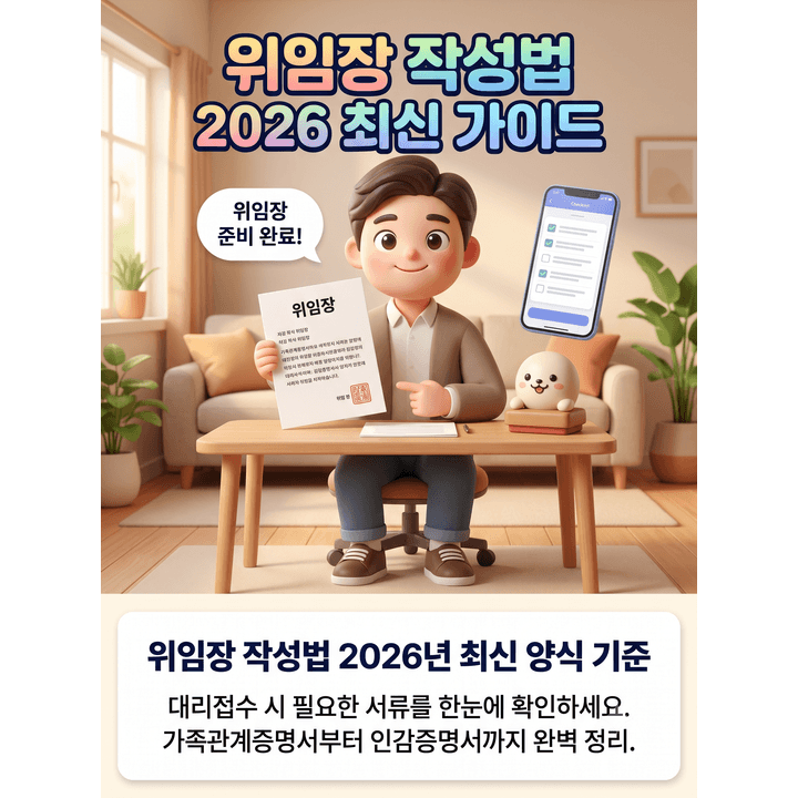 위임장 작성법 2026년 최신 양식 기준, 대리접수 시 가족관계증명서 함께 필요한 이유와 준비 ....