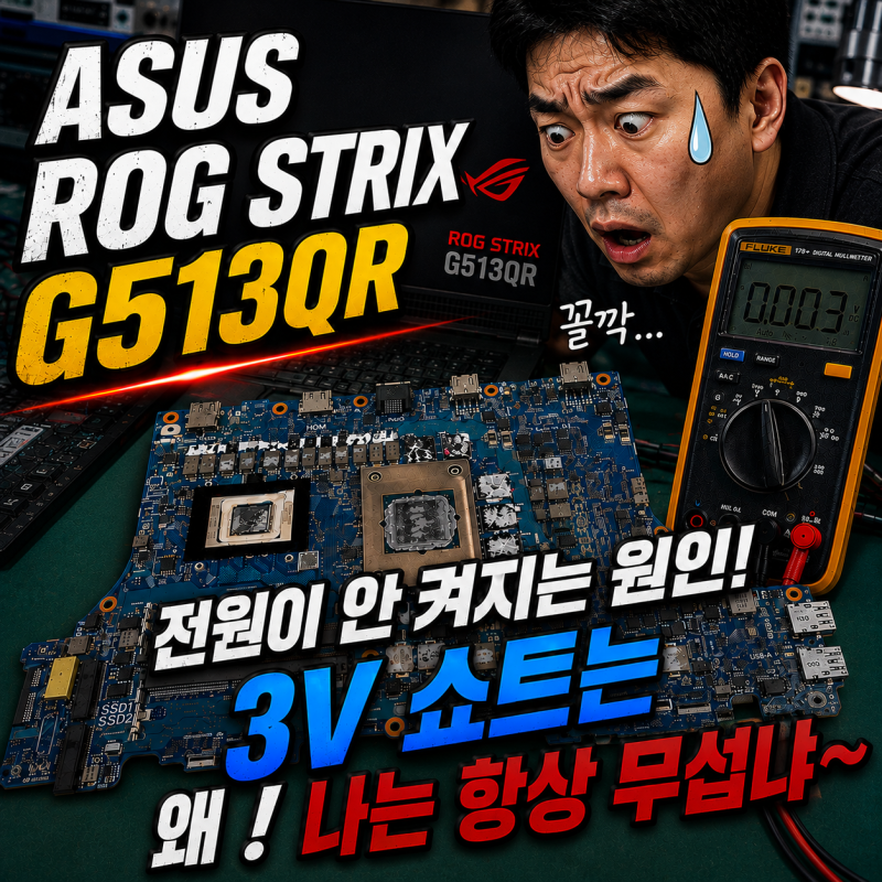 아수스 노트북 메인보드수리 G513QR 전원 안켜짐 3V 대기전원부 고장