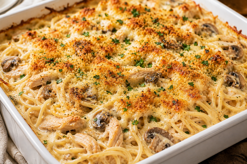 ️ 치킨 테트라치니(Chicken Tetrazzini) 닭고기와 버섯으로 만드는 미국식 크림 파스타 캐서롤 / ....
