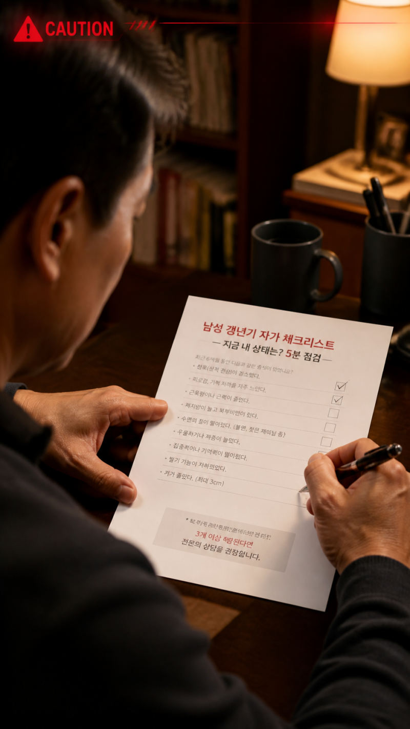남성 갱년기 자가 체크리스트 — "지금 내 상태는?" 5분 점검