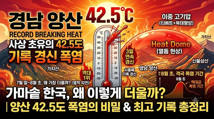 경남 <b>양산 42.5도</b> 돌파 원인과 여름철 <b>최고</b>기온 기록 정리