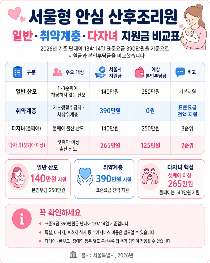 서울형 안심 산후조리원 5개소 확대, 2026년 추가모집 대상과 신청방법