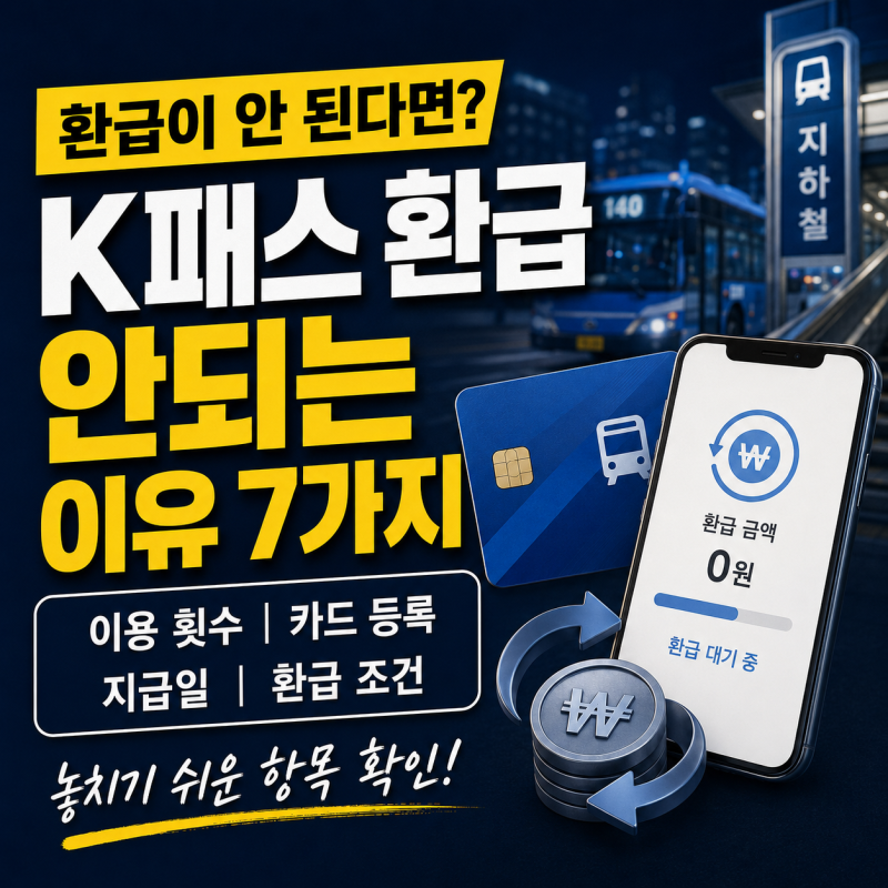 K패스 환급 안되는 이유 7가지｜이용 횟수·카드 등록·지급일 확인 방법