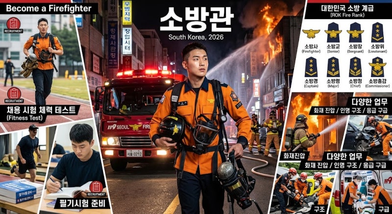 "불길 속으로 직진!" 2026 대한민국 소방관 완전 공략집: 되는 법부터 계급, 실전 업무까지 총....