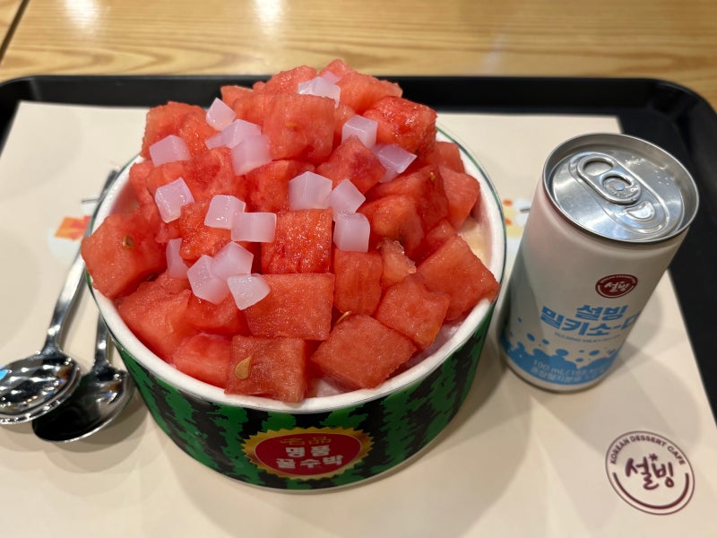 설빙 여름 신메뉴 수박화채빙수 내돈내산 메뉴 가격 칼로리 솔직 후기