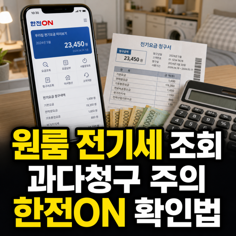 원룸 전기세 조회법과 한전ON 활용, 과다청구 대처까지