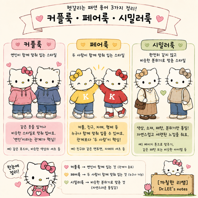 [까칠한 리쌤] 페어룩, 커플룩, 시밀러룩 차이점은? 헷갈리는 패션 용어 정리