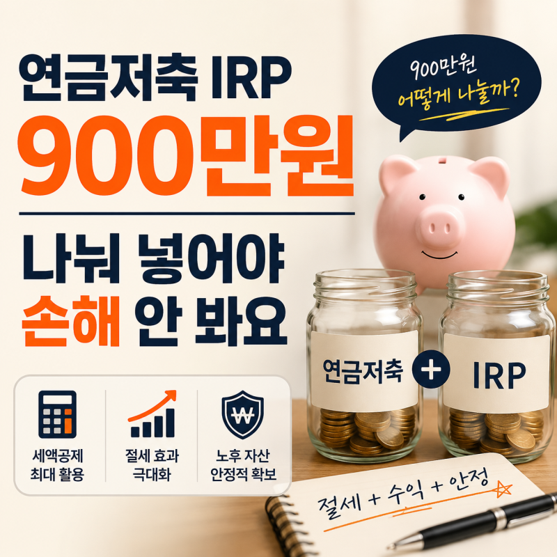 연금저축 IRP 900만원 | 나눠 넣어야 손해 안 봐요