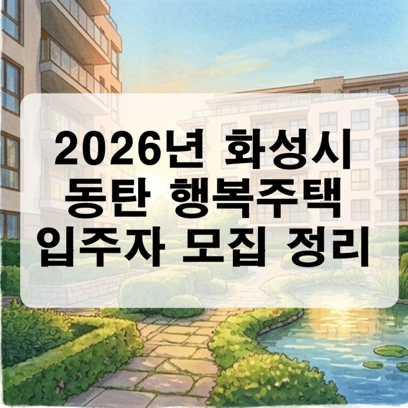 LH 2026년 화성시 동탄지역 행복주택 예비입주자 모집 완화 조건 완벽 정리