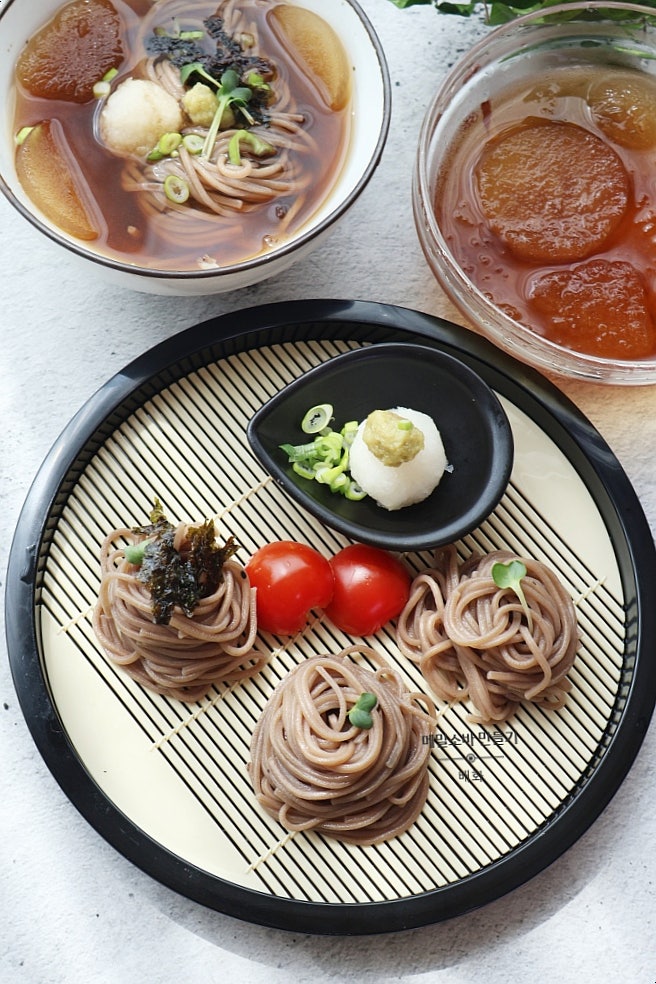 냉모밀 메밀소바 만들기 쯔유 육수 레시피