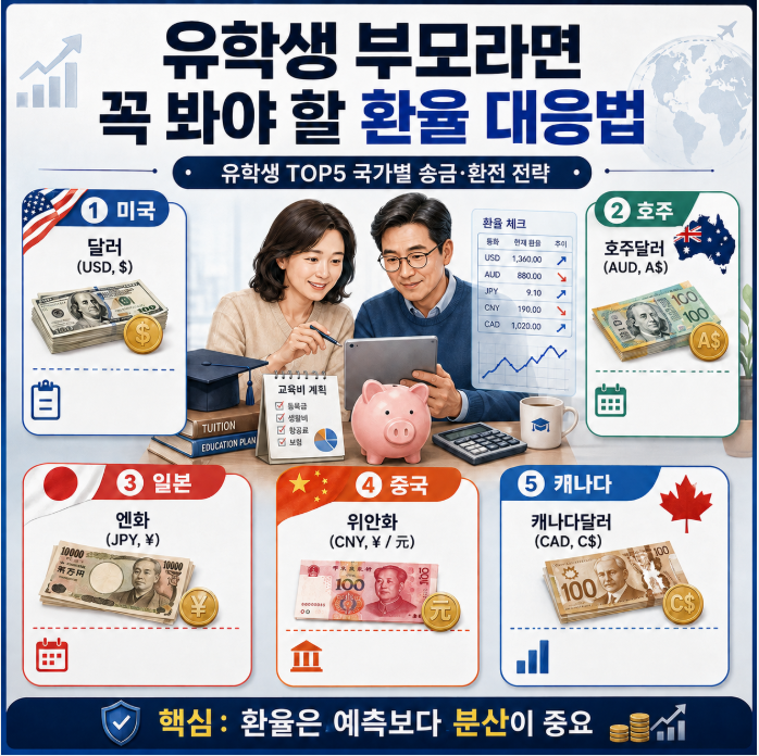 한국 유학생이 가장 많은 TOP5 국가의 환율 대응방법(Feat. 미국, 중국 등)