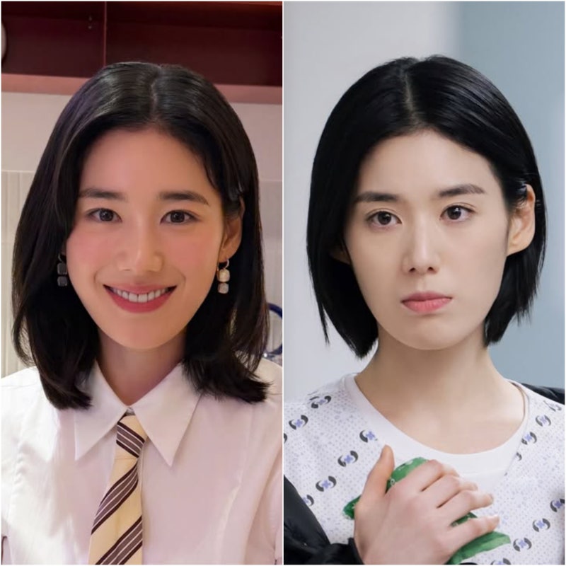 정은채 단발에서 중단발, 검은 머리 여자 보브컷 길러도 예쁘네