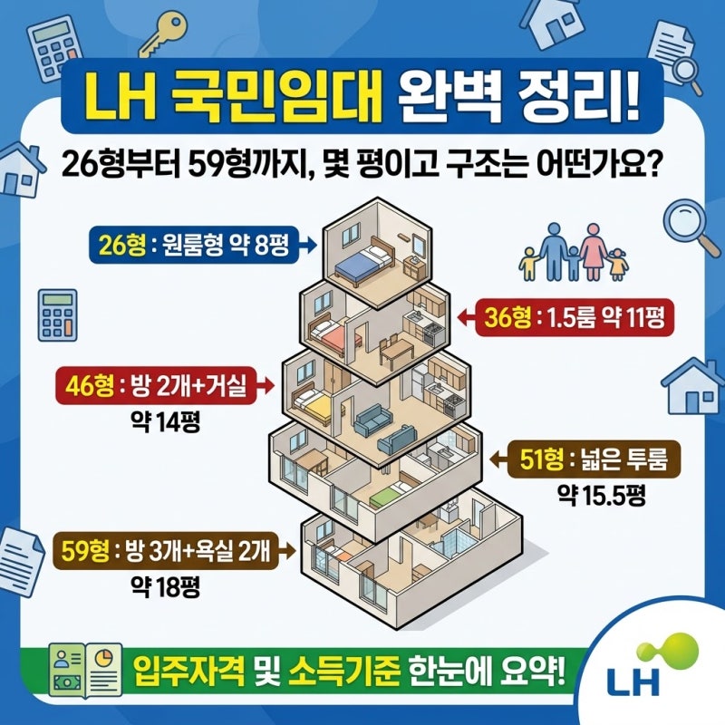LH 국민임대 평수 완벽 정리! 26형 36형 46형 51형 59형 실평수와 입주자격