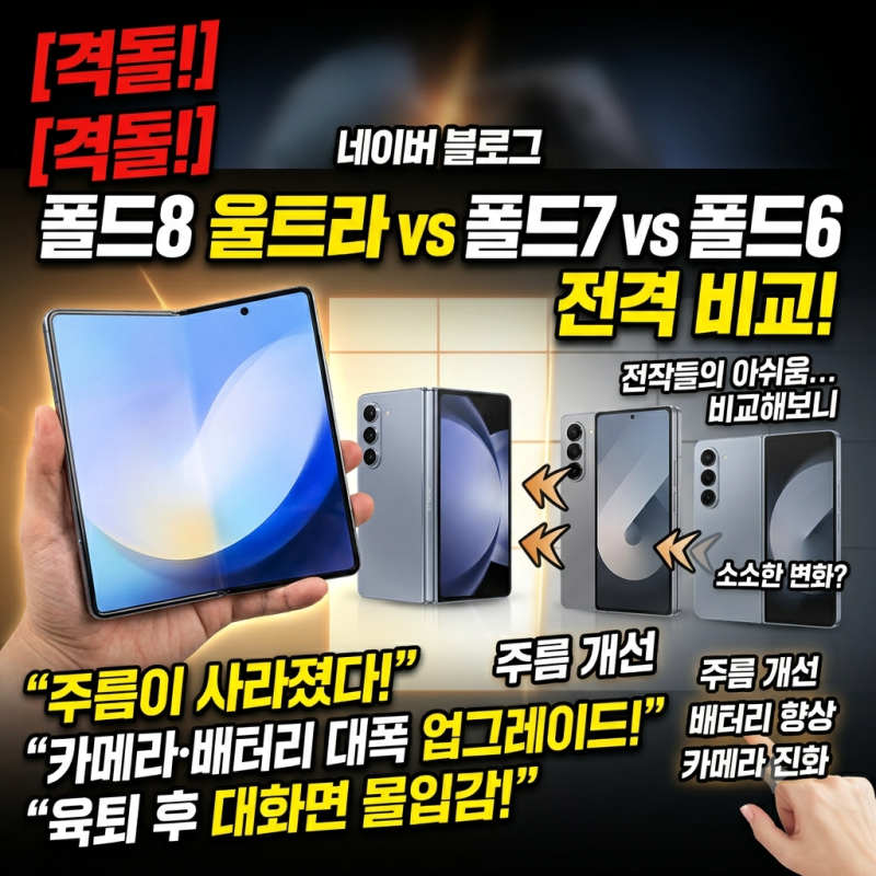 [갤럭시 Z 폴드8 실사용 후기] Z 폴드8 울트라 vs 폴드7 vs 폴드6 전격 비교! 주름·배터리·카메....