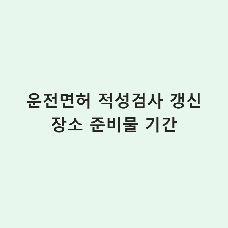 운전면허 적성검사 갱신 장소 준비물 기간 빠르게 알아보기