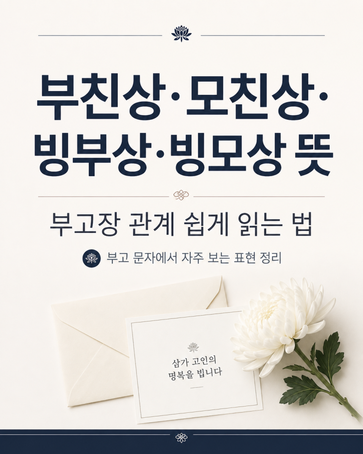 부친상·모친상·빙부상·<b>빙모상 뜻</b>은? 부고장 관계 쉽게 읽는 법