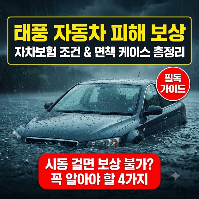 태풍·폭우 자동차 침수 피해, 자차보험 처리 조건과 면책 케이스 완벽 정리!