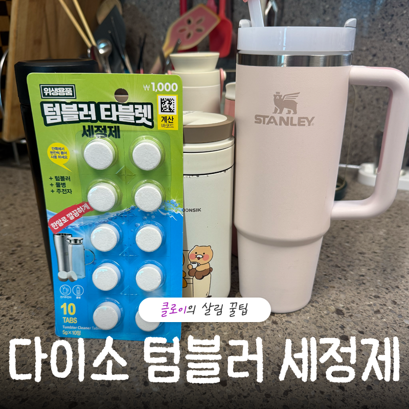 다이소 텀블러 세정제 한 알로 오래 묵은 자국 30분만에 싹