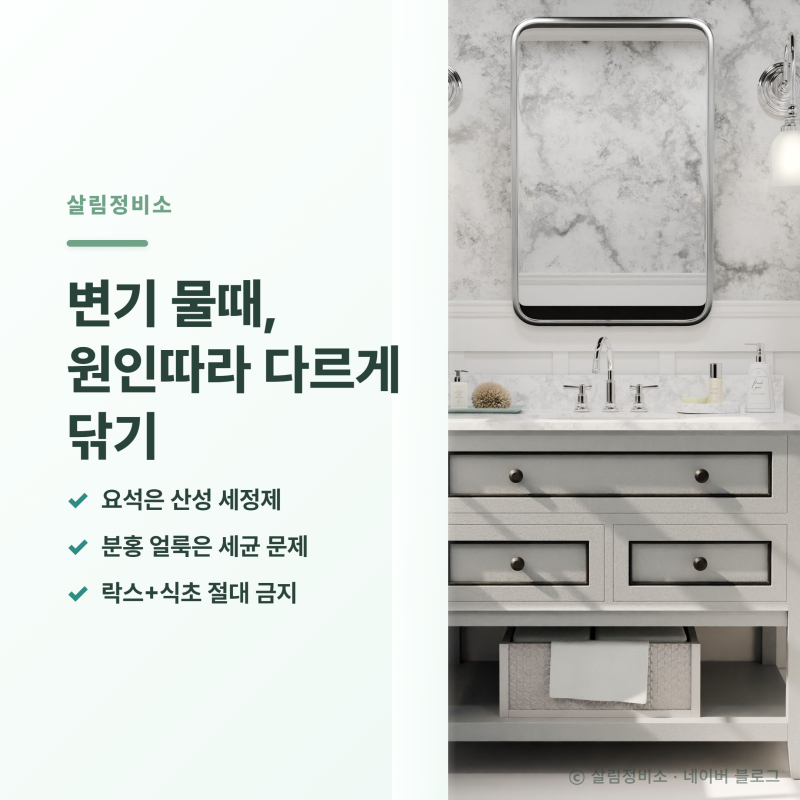 변기 물때, 누런 요석과 분홍 얼룩은 제거 기준이 다르다
