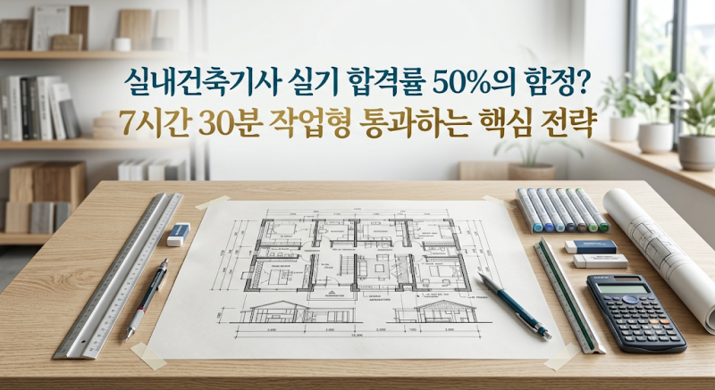실내건축기사 실기 합격률 50%의 함정? 7시간 30분 작업형 통과하는 핵심 전략