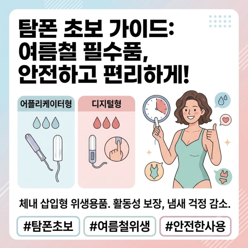 탐폰 사용법, 처음이라도 안심! 여름철 필수템 안전하게 쓰는 법 (교체 시간, 부작용 예방)