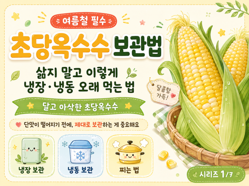 초당옥수수 보관법 삶지 말고 이렇게 냉장 냉동 오래 먹는 법