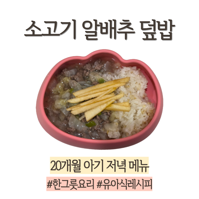 20개월 아기 유아식 저녁메뉴 소고기 알배추덮밥 한그릇요리