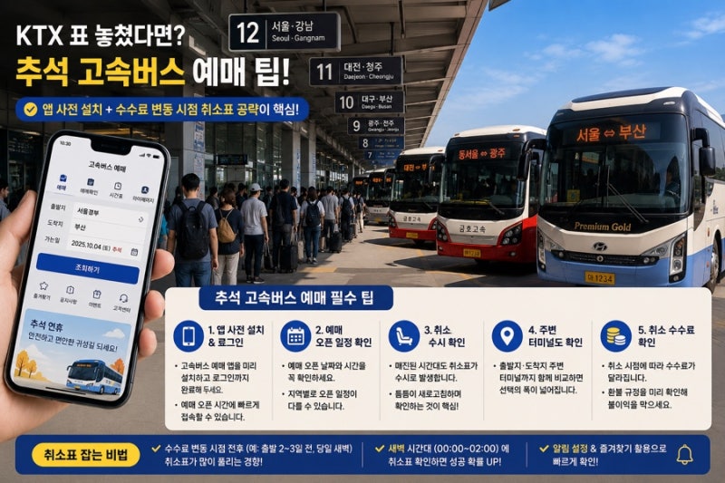 2026 추석 고속버스 예매 일정 및 잔여석 취소표 잡는 꿀팁 총정리 (티머니 GO / 버스 타고)