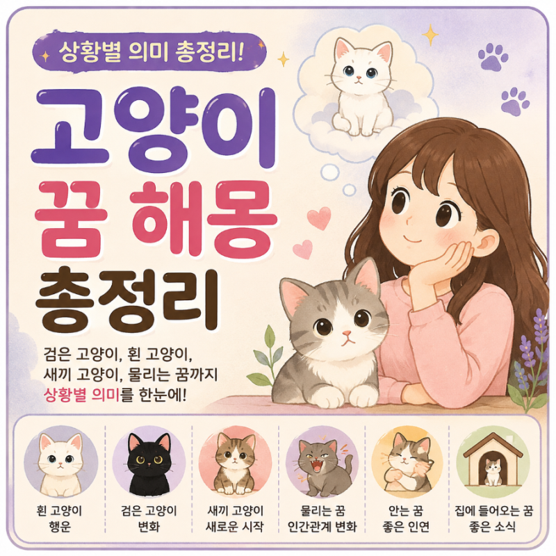 [해몽] 고양이 꿈 해몽 총정리｜검은 고양이, 흰 고양이, 새끼 고양이, 물리는 꿈까지 상황별 ....