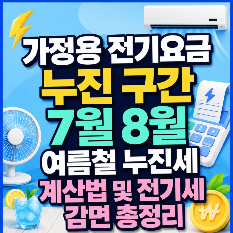 가정용 전기요금 누진 구간 7월 8월 여름철 누진세계산법 및 전기세 감면 총정리